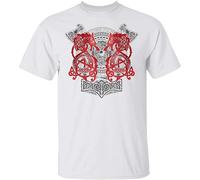 Fenrir Wolf of Odin Legendry Tyr Odin Ragnar Norse Nordic T Shirt Mens Man White M