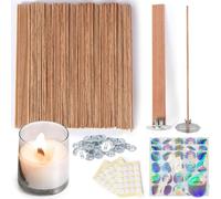 Fenroq Mèche de Bougie en Bois de Cerisier, Mèches en Bois Épais pour Bougies - Flamme Longue Durée - Brûle Facilement, Noyaux de Bougie pour la Fabrication de Bougies