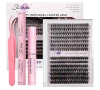Fenshine Extensions de cils individuels doux à tige large et à faire soi-même, courbure C/D, longueur 9 à 15 mm pour usage personnel à la maison (boîte blanche, 40D + 600 mm)