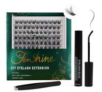 Fenshine Extensions de cils individuels doux à tige large et à faire soi-même, courbure C/D, longueur 9 à 15 mm pour usage personnel à la maison (mélange de 9 à 15 mm, ST02)