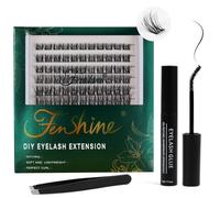 Fenshine Extensions de cils individuels doux à tige large et à faire soi-même, courbure C/D, longueur 9 à 15 mm pour usage personnel à la maison (mélange de 9 à 15 mm, SE06)