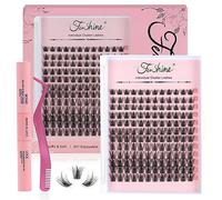 Fenshine Extensions de cils individuels doux à tige large et à faire soi-même, courbure C/D, longueur 9 à 15 mm pour usage personnel à la maison (mélange de 9 à 15 mm, style blé)