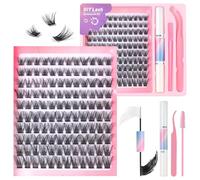 Fenshine Extensions de cils individuels doux à tige large et à faire soi-même, courbure C/D, longueur 10 à 16 mm pour usage personnel à la maison (KT02, longueurs mixtes 10 à 16 mm)