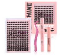 Fenshine Extensions de cils individuels doux à tige large et à faire soi-même, courbure C/D, longueurs 9 à 15 mm pour usage personnel à la maison (mélange 9 à 16 mm, courbure C/D, kit T50 avec