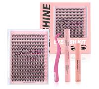 Fenshine Lot de 30 extensions de cils individuels doux à tige large et courbure C/D, longueur 9 à 16 mm pour usage personnel à la maison (millimètre)