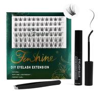 Fenshine Lot de 77 extensions de cils individuels doux à tige large et à faire soi-même, courbure C/D, longueur 9 à 15 mm pour usage personnel à la maison (mélange de 9 à 15 mm, courbure C/D)