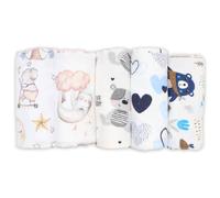 FENSILO Lot de 5 couches en molleton 100 % coton - 80 x 80 cm - Couches molletonnées pour bébé - Lingettes en molleton pour garçons ou filles