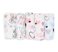 FENSILO Lot de 5 serviettes en molleton - Couches en flanelle 100 % coton - 80 x 80 cm - Couches molletonnées pour bébé - Serviettes de régurgitation en flanelle molleton - Unisexe - Pour garçons ou