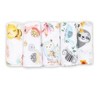 FENSILO Lot de 5 serviettes en molleton - Langes en flanelle en 100% coton - 80x80 cm - Bavettes pour bébé, serviettes en flanelle pour garçon ou fille