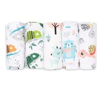 FENSILO Lot de 5 serviettes en molleton - Langes en flanelle en 100% coton - 80x80cm - Serviette en molleton pour bébé, bavoir en flanelle - Serviette en molleton unisexe pour petits rots pour garçon
