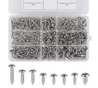 Fentar 350PCS Assortiment de Vis Autotaraudeuse M3 M3.5 M4 M4.8 Vis à Tole Argent Cylindrique Vis Autoperceuse Vis Autoforeuse Argent de Bonne Qualité Durable Fer nickelé avec Boîte Plastique Pratique
