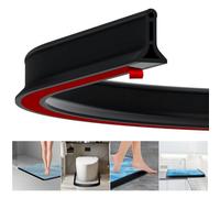 Fentar Seuil de Douche Barrage D'eau, 2m Caoutchouc Joint Porte Douche, Barriere de Douche Anti Débordement, Seuil de Douche pour Salles de Bains, Barrière de Douche Résistante aux Moisissures (Noir)