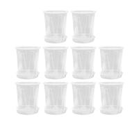 Fenteer 10 Pièces Pots à Orchidées Jardinière Pots de Fleurs Pots de Culture Transparents avec Trous de Drainage et Soucoupe Adapté pour La Maison Le Jardin, 11.7cmx16cmx18cm