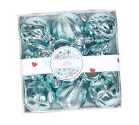 Fenteer 18 Pièces Boule Suspendue Ornement Sapin Noël Ensemble Polypropylène Reflet Électroplacage Convient pour Réunion Domicile Soirée Mariage, Bleu Clair Du Lac