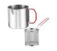 Fenteer 2 Pièces Friteuse Pot à Frire avec Panier Égouttoir Casserole de Cuisson En Acier Inoxydable Robuste et Adapté pour Un Usage Domestique, Style B Basket