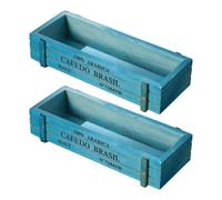 Fenteer 2 Pièces Jardinière en Bois Contenant à Fleurs Boîte de Fenêtre Pot Rustique Charmant Convient pour La Décoration de Mariage et La Maison, Bleu