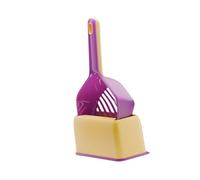 Fenteer 2 Pièces Pelle à Litière pour Chat Tamis à Sable Ramasse-crottes Outil de Nettoyage en Matériau PP avec Support de Rangement Intégré Appropri, Violet