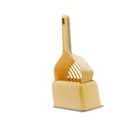 Fenteer 2 Pièces Pelle à Litière pour Chat Tamis à Sable Ramasse-crottes Outil de Nettoyage en Matériau PP avec Support de Rangement Intégré Appropri, Jaune