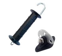 Fenteer 2 Pièces Poignée de Clôture Électrique Kit de Remplacement avec Ancrage Matériel D'Élevage et Poignée à Ressort Adapté pour l'agriculture et, Noir