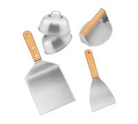 Fenteer 2 Pièces Spatule Barbecue Accessoires Cuisine Gril Racloir Tourneur Acier Inoxydable Manche Bois Convient pour Barbecue Fête Repas entre Amis, 5 pièces