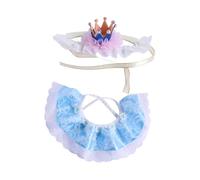Fenteer 2 Pièces Tenue d'anniversaire pour Animaux Habit de Photographie Écharpe en Dentelle Serre-tête Costume pour Chat avec Dentelle Convenable pour, Bleu