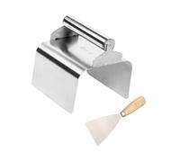 Fenteer 2 Pièces Truelle à Béton Outil de Finition pour Bordure de Couteau à Enduire Outil de Façonnage En Acier Inoxydable avec Poignée Ergonomique, Bord Droit Argenté
