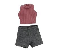 Fenteer 2 Pièces Vêtements pour Figurine d'action Tenue pour Poupée avec Haut sans Manches et Pantalon D'Été Accessoire de pour Changer L'Apparence App, Gris