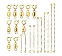 Fenteer 20 Pièces Rallonge de Collier Fermoir de Bijoux Rallonge de Chaîne Attache Robuste en Alliage Fermeture Sécurisée Convient pour Femmes Créati, Or