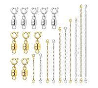 Fenteer 20 Pièces Rallonge de Collier Fermoir de Bijoux Rallonge de Chaîne Attache Robuste en Alliage Fermeture Sécurisée Convient pour Femmes Créati, Or, Argent