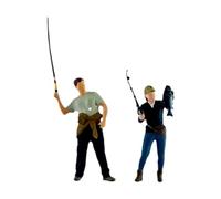 Fenteer 2x 1/64 Fishing Diorama Figures People Models décor Disposition d'art Micro petit créatif Femelle Male Creative Falle Figures