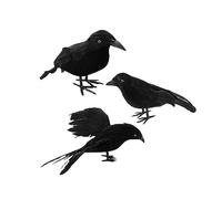 Fenteer 3 Pièces Corbeaux Noirs Décoratifs Oiseaux Artificiels Figurine Animale Accessoire d'horreur avec Un Plumage Réaliste Adapté pour Une Ambiance Effray, Style b