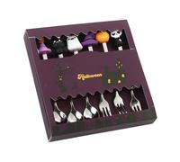 Fenteer 3 Pièces Ustensiles de Cuisine Halloween Cuillère Fourchette Acier Inoxydable Léger pour Soirées Décorations Cadeaux, Argent avec 6 Pièces