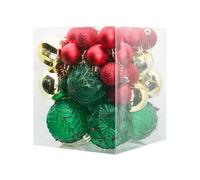 Fenteer 36 Pièces Boules de Noël Objets Déco Suspensions Pendentifs PVC Solides Inusables Conviennent à Balcon Réception, Vert Rouge Or
