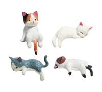 Fenteer 4 Mini Figurines de Chats pour Décorer Une étagère, Une Table Ou Un Carnet.