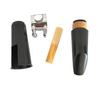 Fenteer 4 Pièces Bec de Clarinette Kit Complet pour Musicien avec Ligature Couvre-bec et Anche Facile à Sonner pour Adapté pour Les Performances, Clip En Argent
