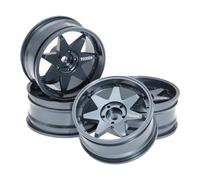 Fenteer 4 Pièces Jantes de Roue Moyeux de Roue 5.2mm Composants de Remplacement Accessoires de Performance Structure Métallique Solide Adapté pour Course sur, Gris Foncé