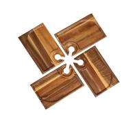 Fenteer 4 Pièces Plateau Apéritif Bois Plateau Service Snack Porte-Verres en Bois Mobilité Facile Convient à Réunion Familiale Événement B, Rectangle