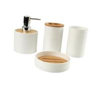 Fenteer 4x Accessoires de salle de bain, gobelet pour bain de bouche décoratif moderne, ensemble complet d'accessoires de bain, porte-brosse à dents, pour, Blanc