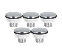 Fenteer 5 Pièces Cache Trou Évier Cuisine Bouchon Robinet Plaque Obturateur Aspect Électroplaqué Matériau Résistant Pp Montage Facile Convient pour Salle de B, Filetage de 15 Mm