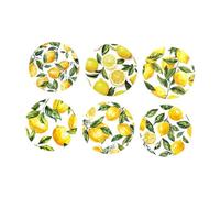 Fenteer 6 Pièces Dessous de Verre Isolants En Bois Motifs Colorés Ronds Antidérapants et Empilables pour Protéger La Table Convient pour Maison Restaurant Ca, Citron