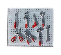 Fenteer 9 Pièces Garage Miniature Ensemble D'Outils et Accessoires D'Atelier avec Panneau D'Affichage pour Maquette de Magasin à Finition pour Scè, Rouge