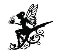 Fenteer Artistique Métier en Métal Fée Silhouette Statue pour L'extérieur Jardin Pelouse Arbre Mur Décor