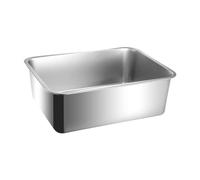 Fenteer Bac à Litière Maison de Toilette Caisse à Litière Toilettes pour Chat en Acier Inoxydable avec des Bords Hauts Adapté pour Les Chats D'Intérieur, 39.5 Cm X 29.5 Cm