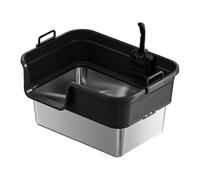 Fenteer Bac à Litière pour Chat Litière Ouverte Spacieuse avec Pelle Fabriquée en Acier Inoxydable PP Conception Ergonomique Anti Projection Adaptée Aux Chat, Noir