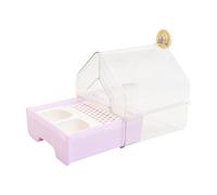 Fenteer Bain pour Oiseaux Suspendu Mangeoire Abreuvoir Baignoire Conception Transparente avec Tiroir Amovible Adaptée Aux Oiseaux de Petite Taille, Violet Léger