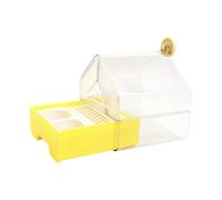 Fenteer Bain pour Oiseaux Suspendu Mangeoire Abreuvoir Baignoire Conception Transparente avec Tiroir Amovible Adaptée Aux Oiseaux de Petite Taille, Jaune