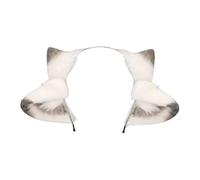 Fenteer Bandeau Oreilles Mouton Serre-tête Animal Peluche Accessoire Cheveux Déguisement Original Convient pour Soirée Thématique Cosplay Carnaval Fête, Gris Blanc