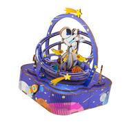 Fenteer Boîte à Musique DIY Bloc de Construction Bois Éclairage Intégré Mélodie Rotative Assemblage Facile Décoration Miniature Convient pour Filles Garçons C, 14.8 X 15.3 X 19 Cm