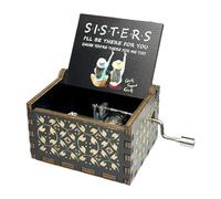 Fenteer Boîte à musique en bois à manivelle, rétro, cadeau pour sœurs pour la Saint-Valentin