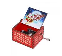 Fenteer Boîte à musique en bois « Joyeux Noël », décoration de Noël, centre de table compact et fantaisie, boîte à musique à manivelle pour cadeau de Nouvel, Style G